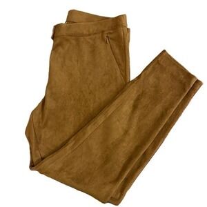 J Jill Tan Faux Suede Ankle Leggings Pants Women's Size M